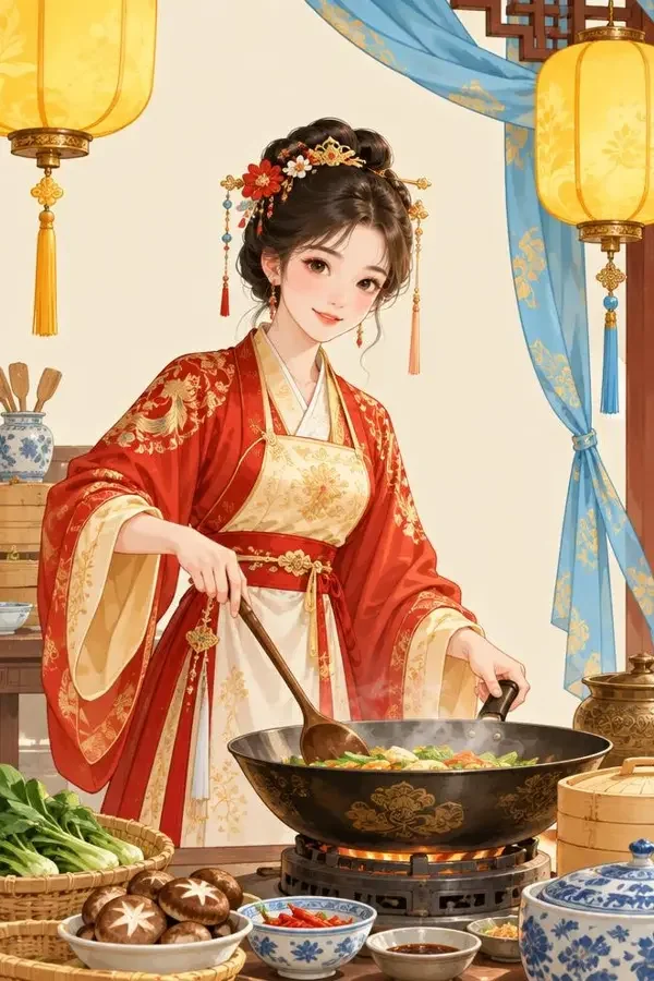 宫宴第一厨娘短剧封面，古装、穿越重生、逆袭题材